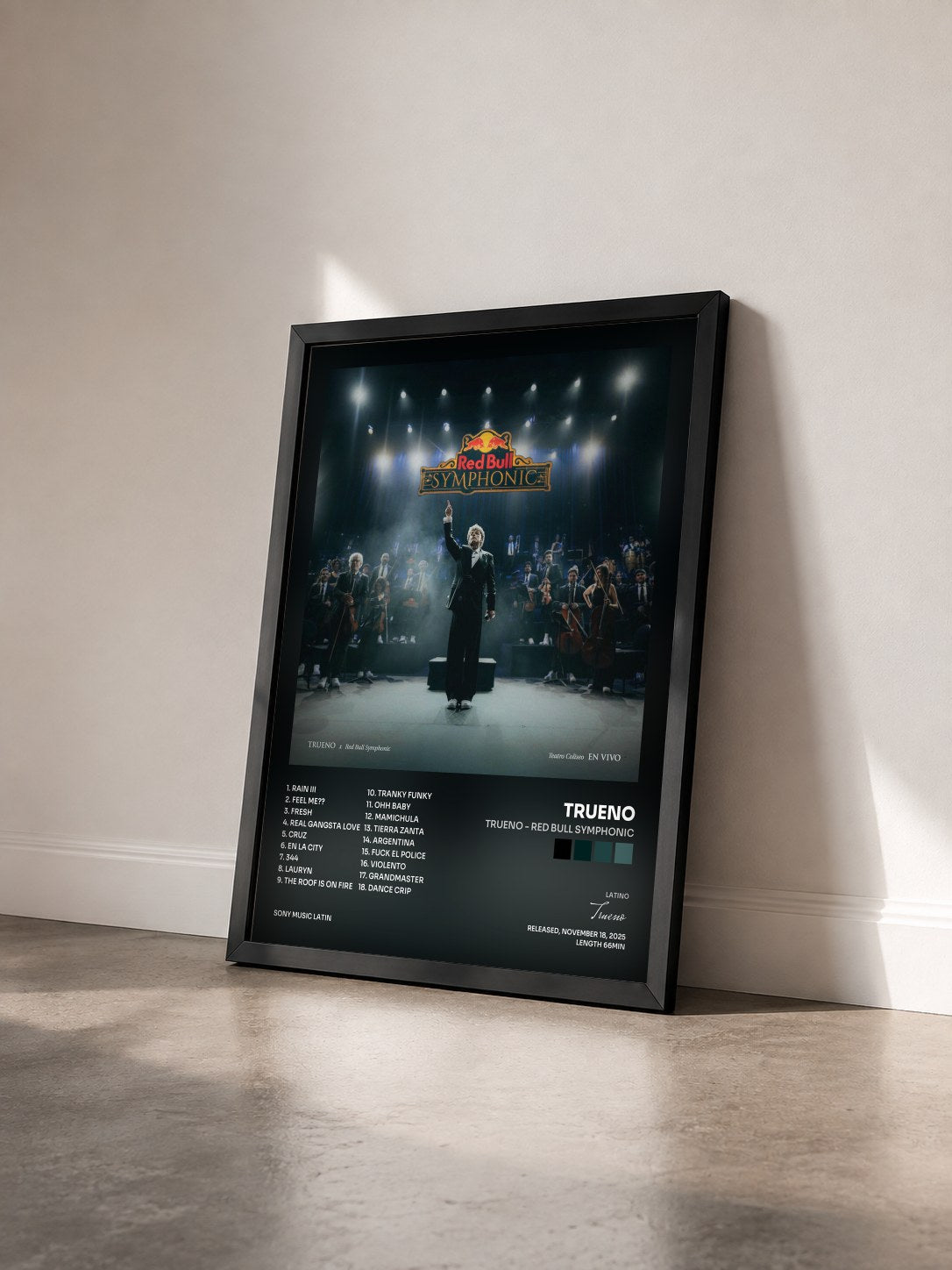#noir Tableau de l'album Trueno - Red Bull Symphonic de Trueno vu de trois quarts, cadre noir