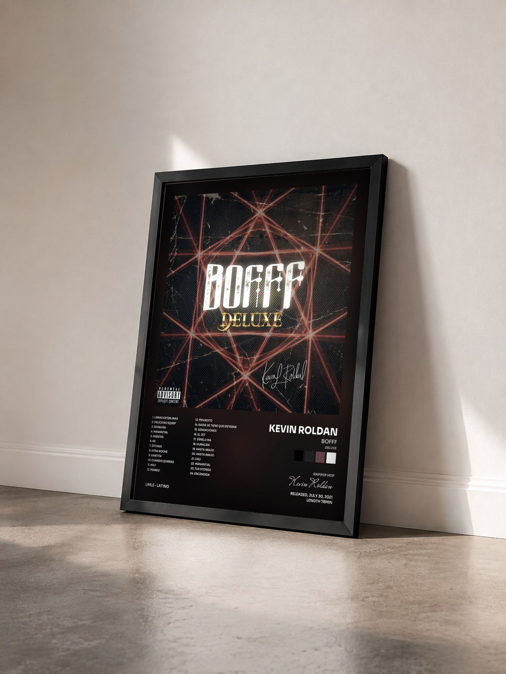 #noir Tableau de l'album Bofff (Deluxe) de Kevin Roldan vu de trois quarts, cadre noir