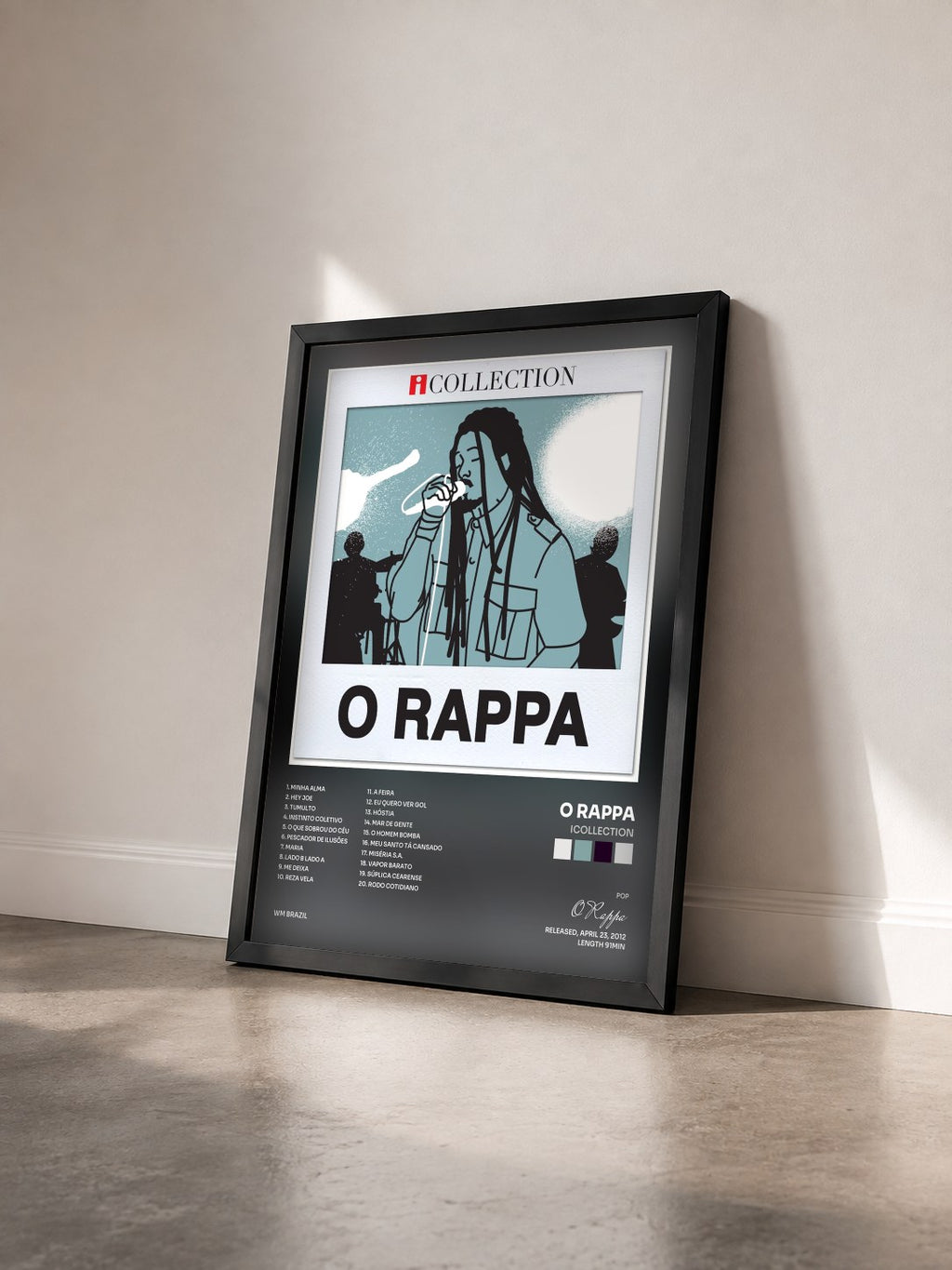 #noir Tableau de l'album iCollection de O Rappa vu de trois quarts, cadre noir
