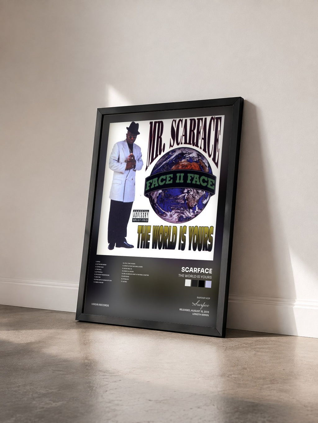 #noir Tableau de l'album The World Is Yours de Scarface vu de trois quarts, cadre noir