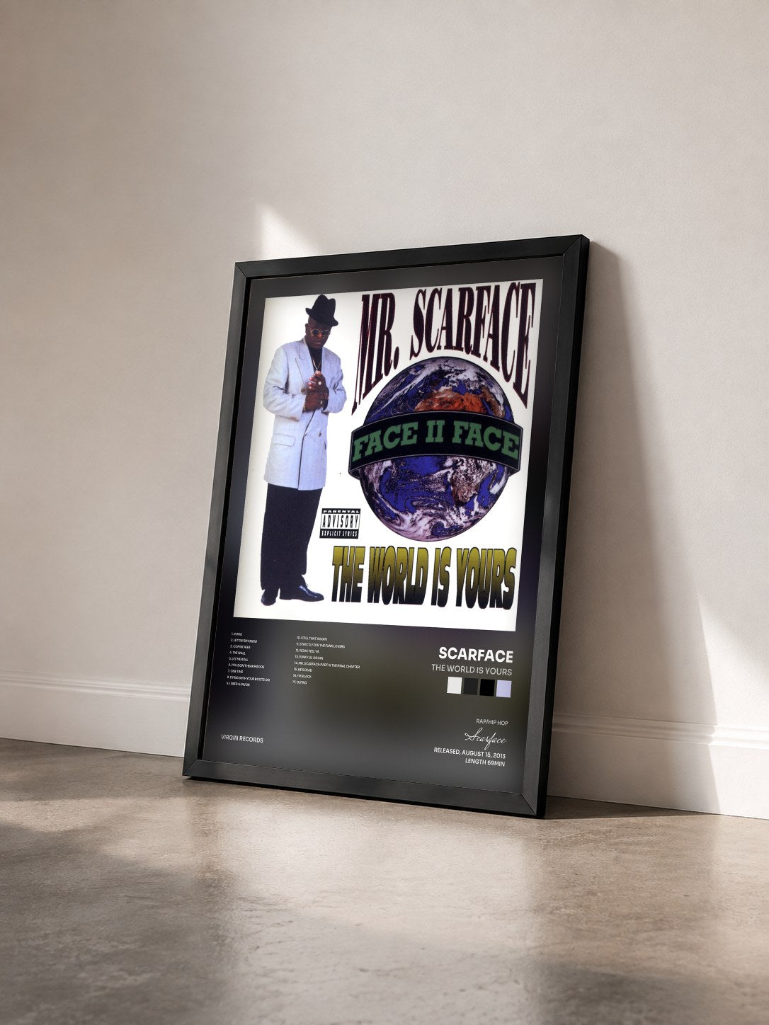 #noir Tableau de l'album The World Is Yours de Scarface vu de trois quarts, cadre noir