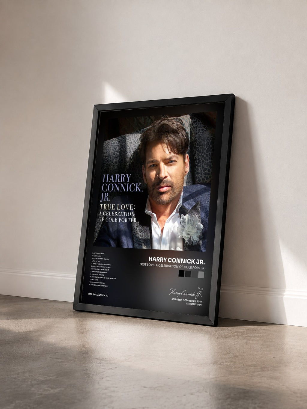 #noir Tableau de l'album True Love: A Celebration Of Cole Porter de Harry Connick Jr. vu de trois quarts, cadre noir