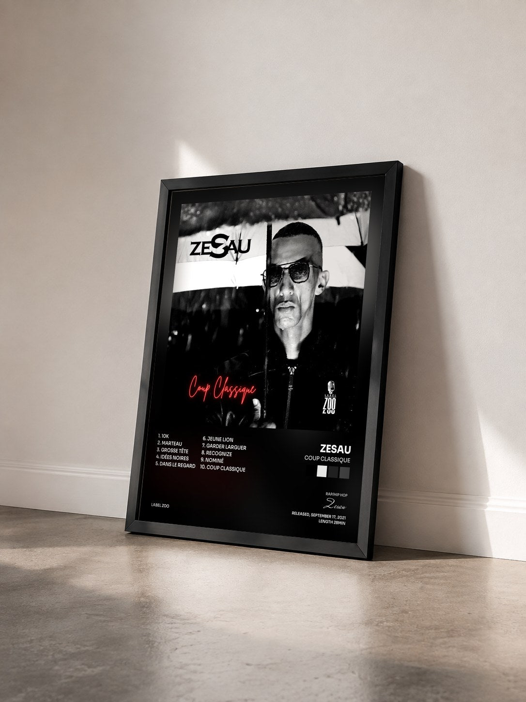 #noir Tableau de l'album Coup classique de Zesau vu de trois quarts, cadre noir