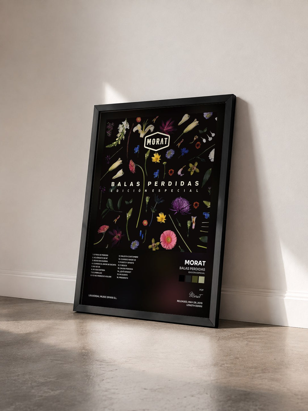 #noir Tableau de l'album Balas Perdidas (Edición Especial) de Morat vu de trois quarts, cadre noir