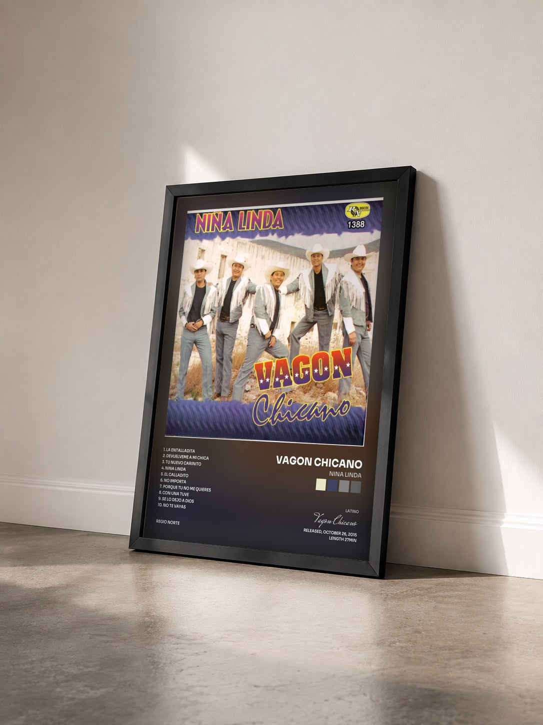 #noir Tableau de l'album Nina Linda de Vagon Chicano vu de trois quarts, cadre noir