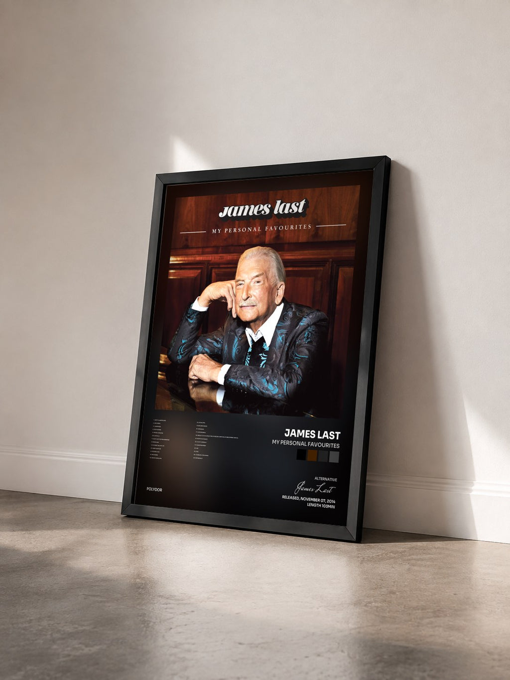 #noir Tableau de l'album My Personal Favourites de James Last vu de trois quarts, cadre noir
