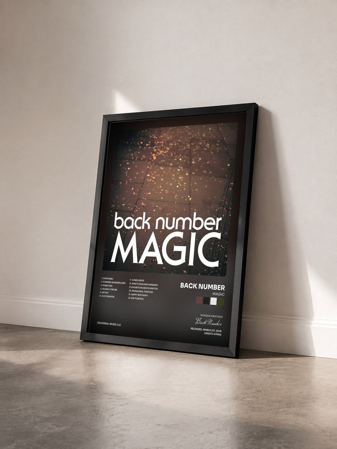 #noir Tableau de l'album Magic de Back Number vu de trois quarts, cadre noir