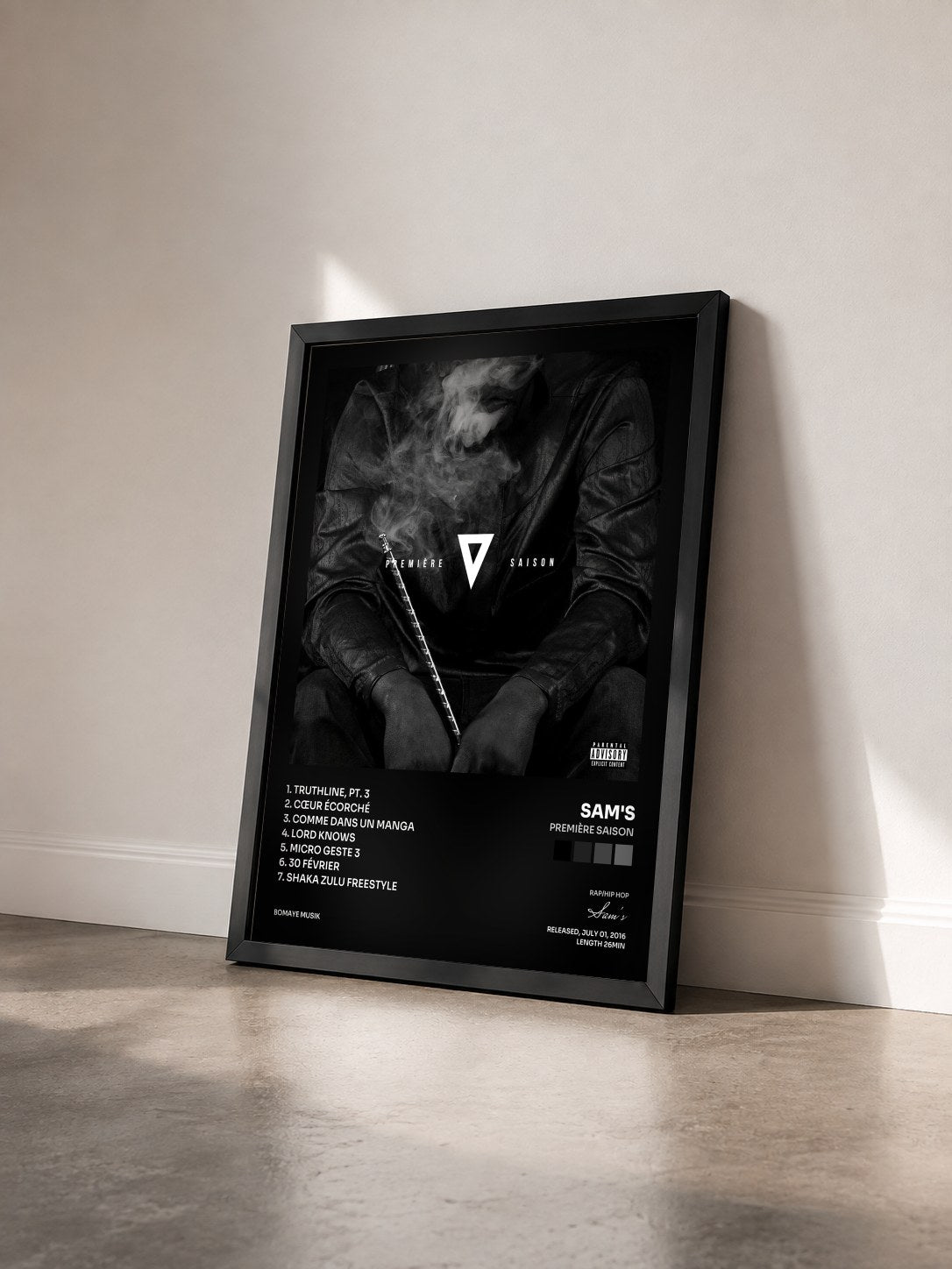 #noir Tableau de l'album Première saison de Sam's vu de trois quarts, cadre noir