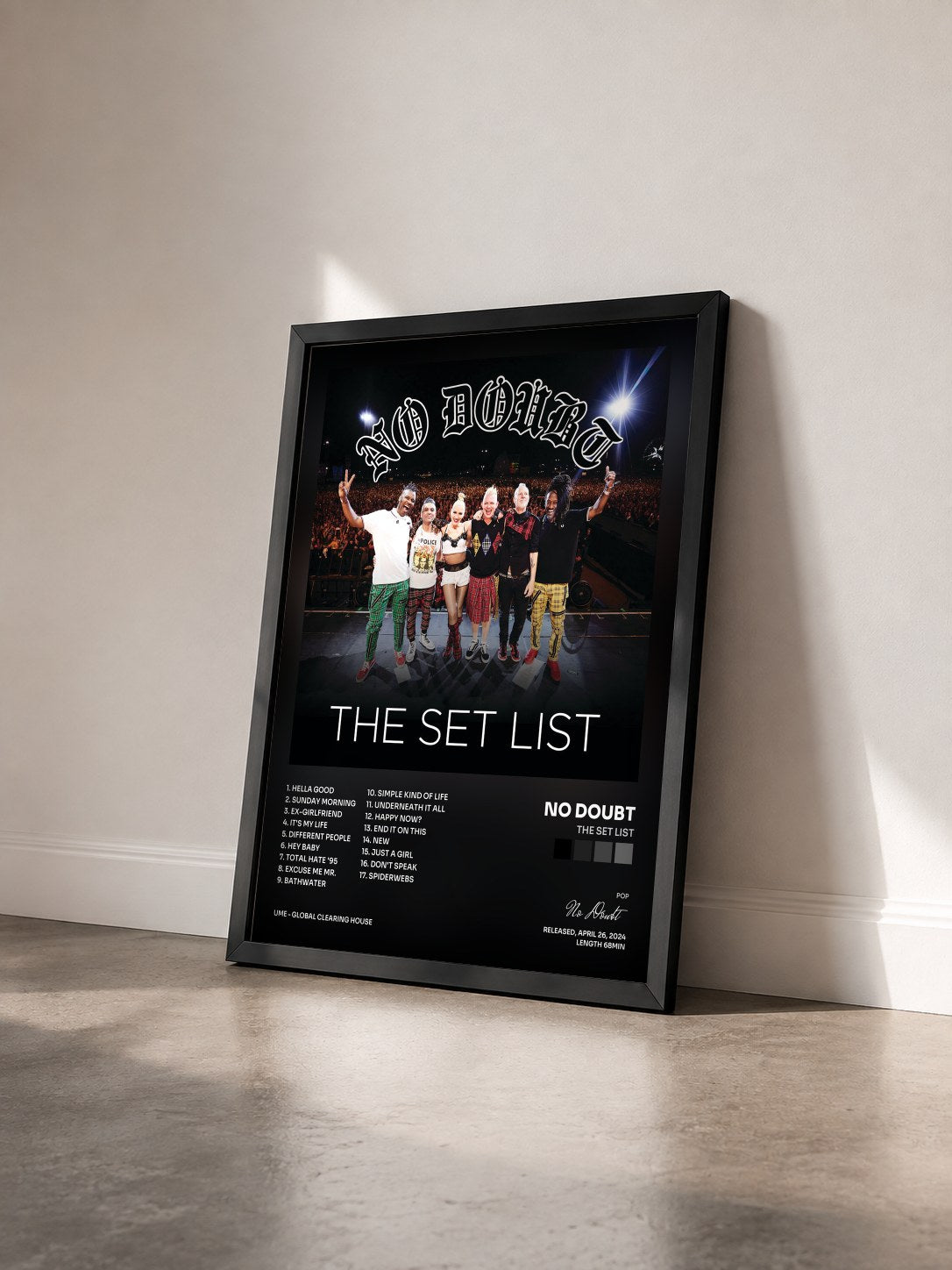 #noir Tableau de l'album The Set List de No Doubt vu de trois quarts, cadre noir