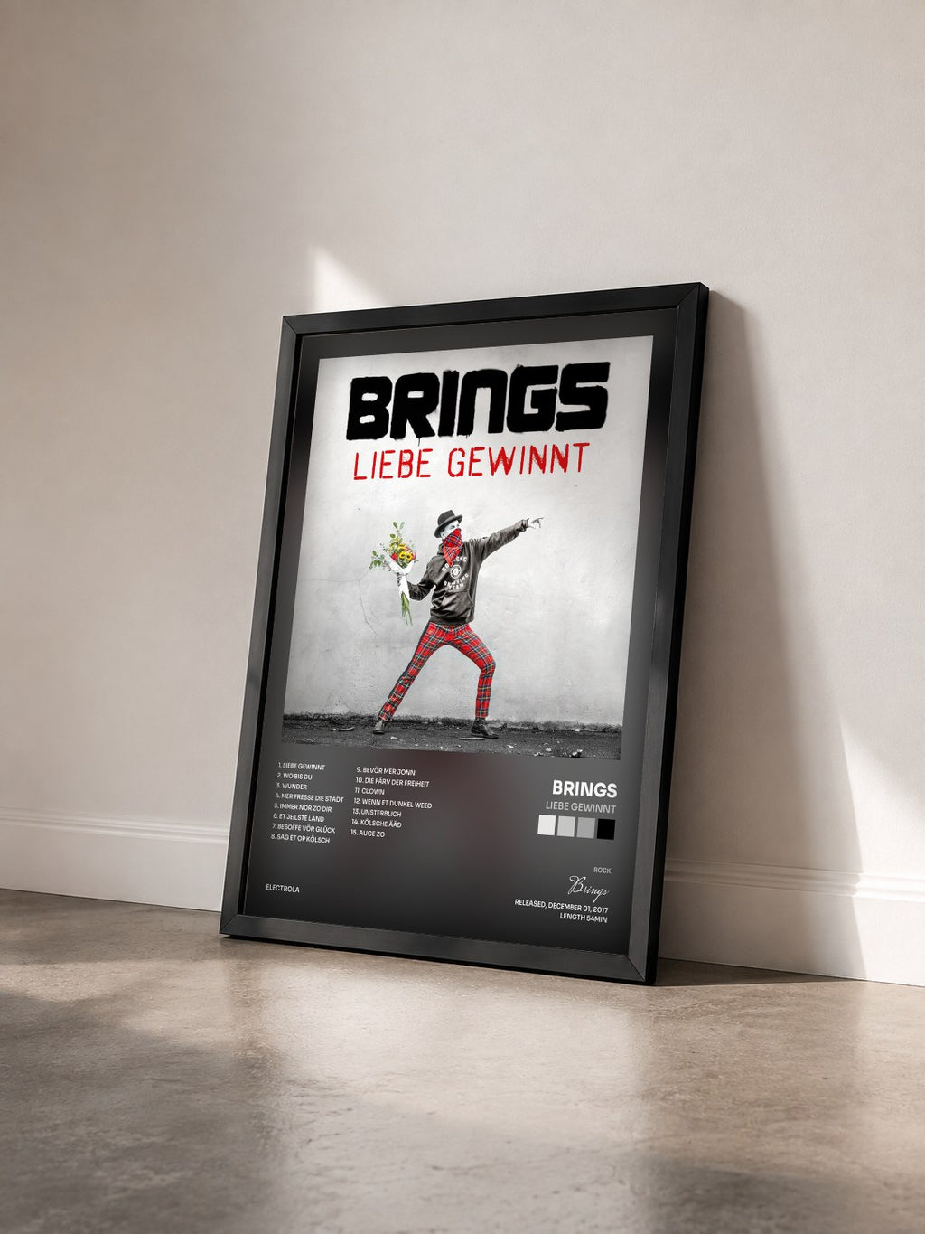 #noir Tableau de l'album Liebe gewinnt de Brings vu de trois quarts, cadre noir