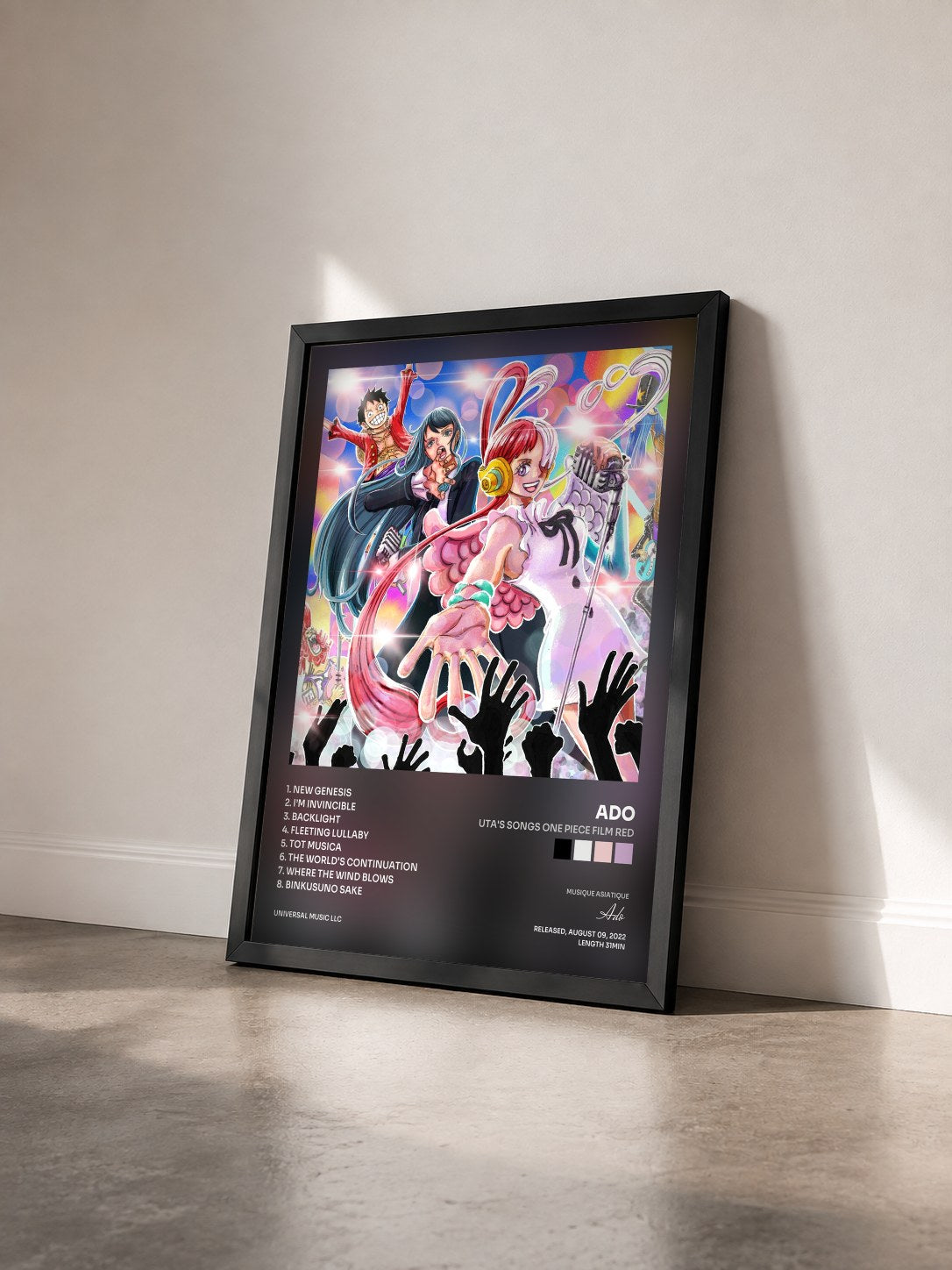 #noir Tableau de l'album UTA'S SONGS ONE PIECE FILM RED de Ado vu de trois quarts, cadre noir