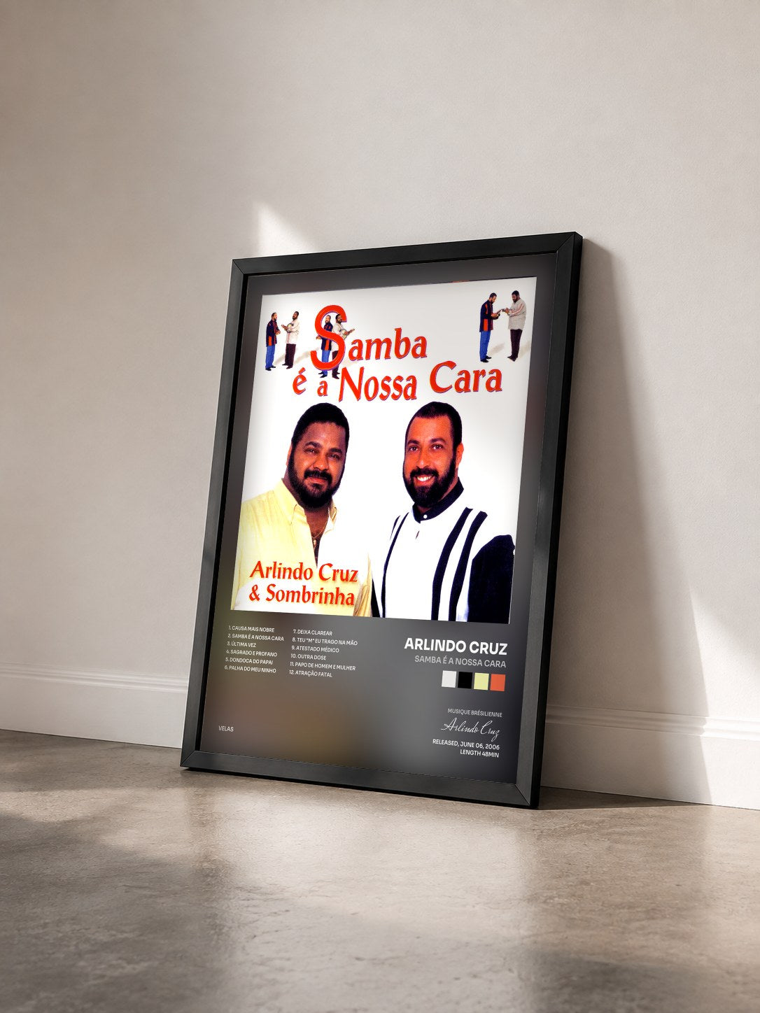 #noir Tableau de l'album Samba é a Nossa Cara de Arlindo Cruz vu de trois quarts, cadre noir