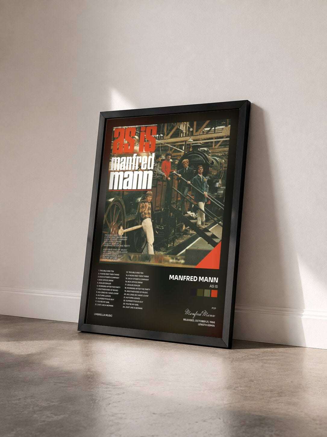 #noir Tableau de l'album As Is de Manfred Mann vu de trois quarts, cadre noir