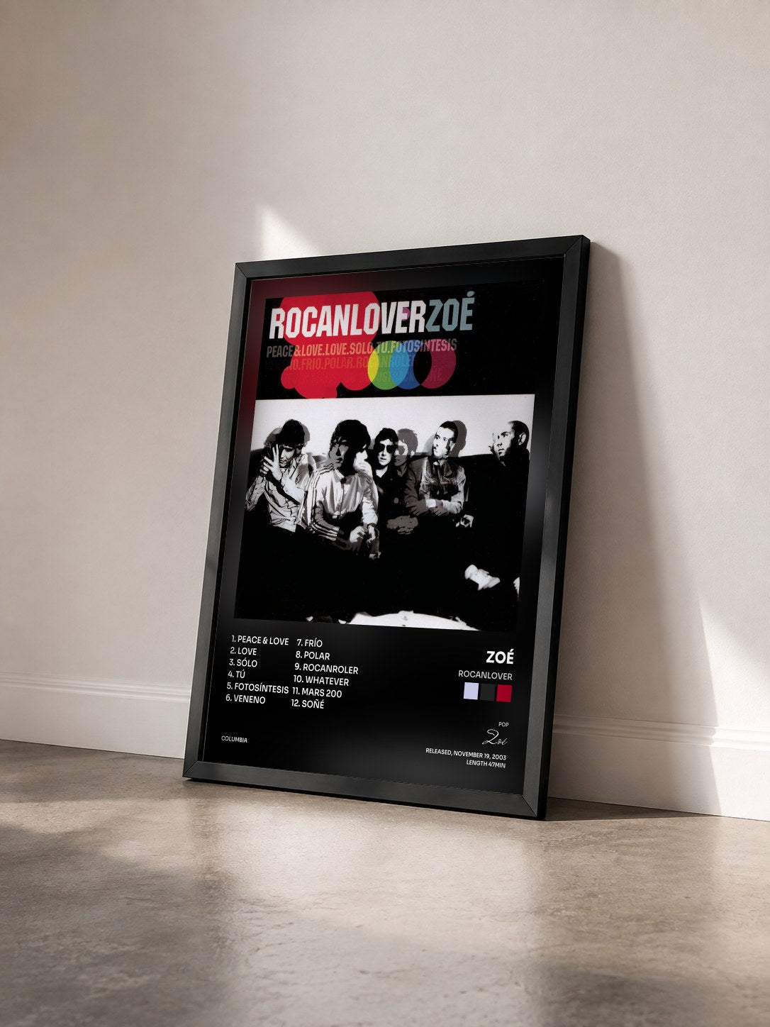 #noir Tableau de l'album Rocanlover de Zoé vu de trois quarts, cadre noir