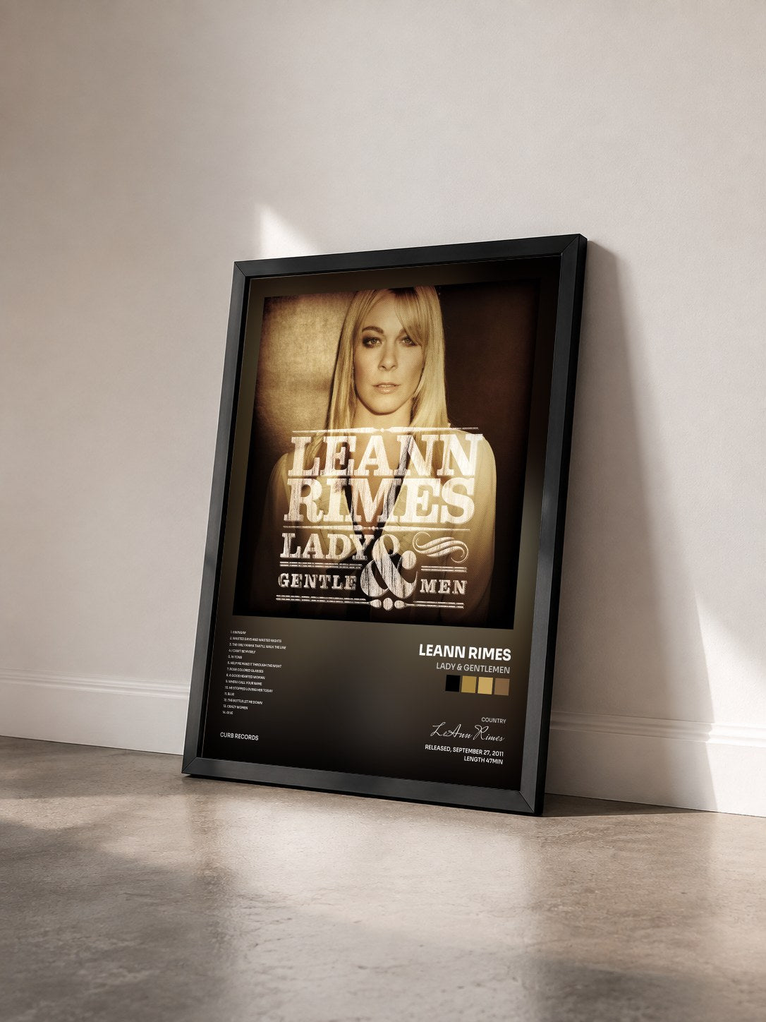 #noir Tableau de l'album Lady & Gentlemen de LeAnn Rimes vu de trois quarts, cadre noir