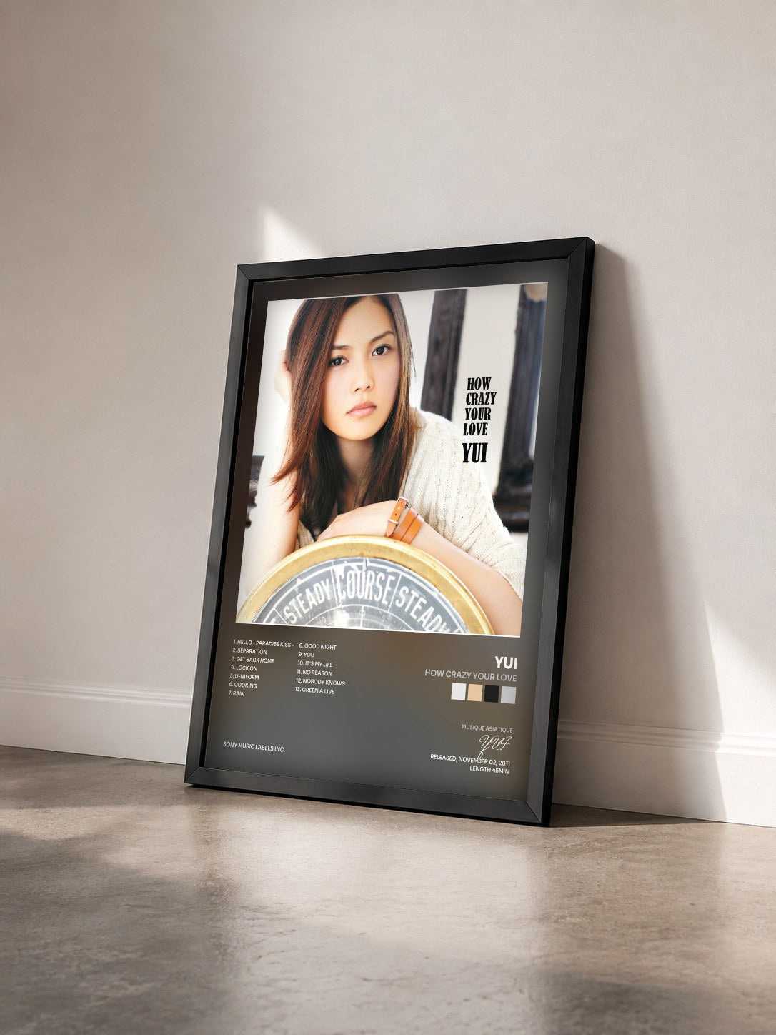 #noir Tableau de l'album How Crazy Your Love de YUI vu de trois quarts, cadre noir