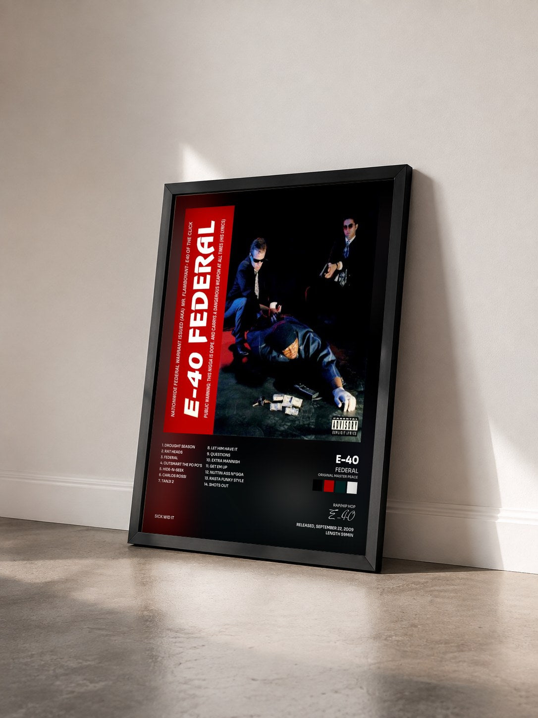 #noir Tableau de l'album Federal (Original Master Peace) de E-40 vu de trois quarts, cadre noir