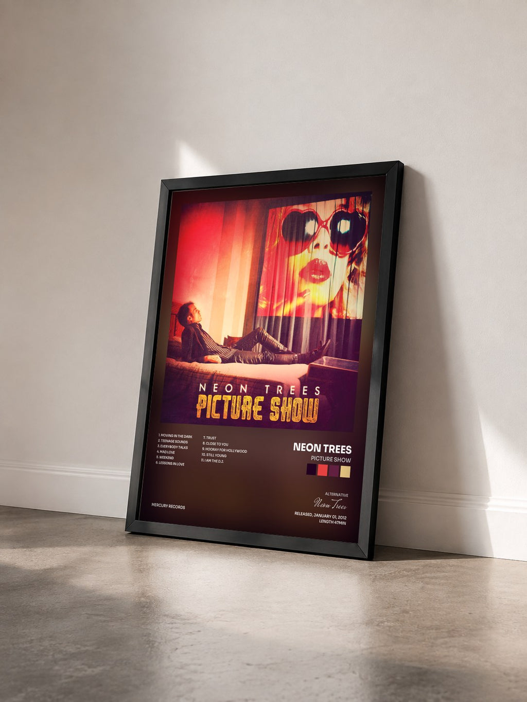 #noir Tableau de l'album Picture Show de Neon Trees vu de trois quarts, cadre noir