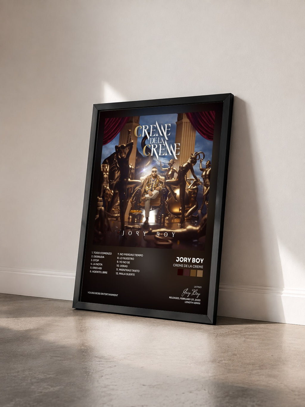 #noir Tableau de l'album Creme De La Creme de Jory Boy vu de trois quarts, cadre noir