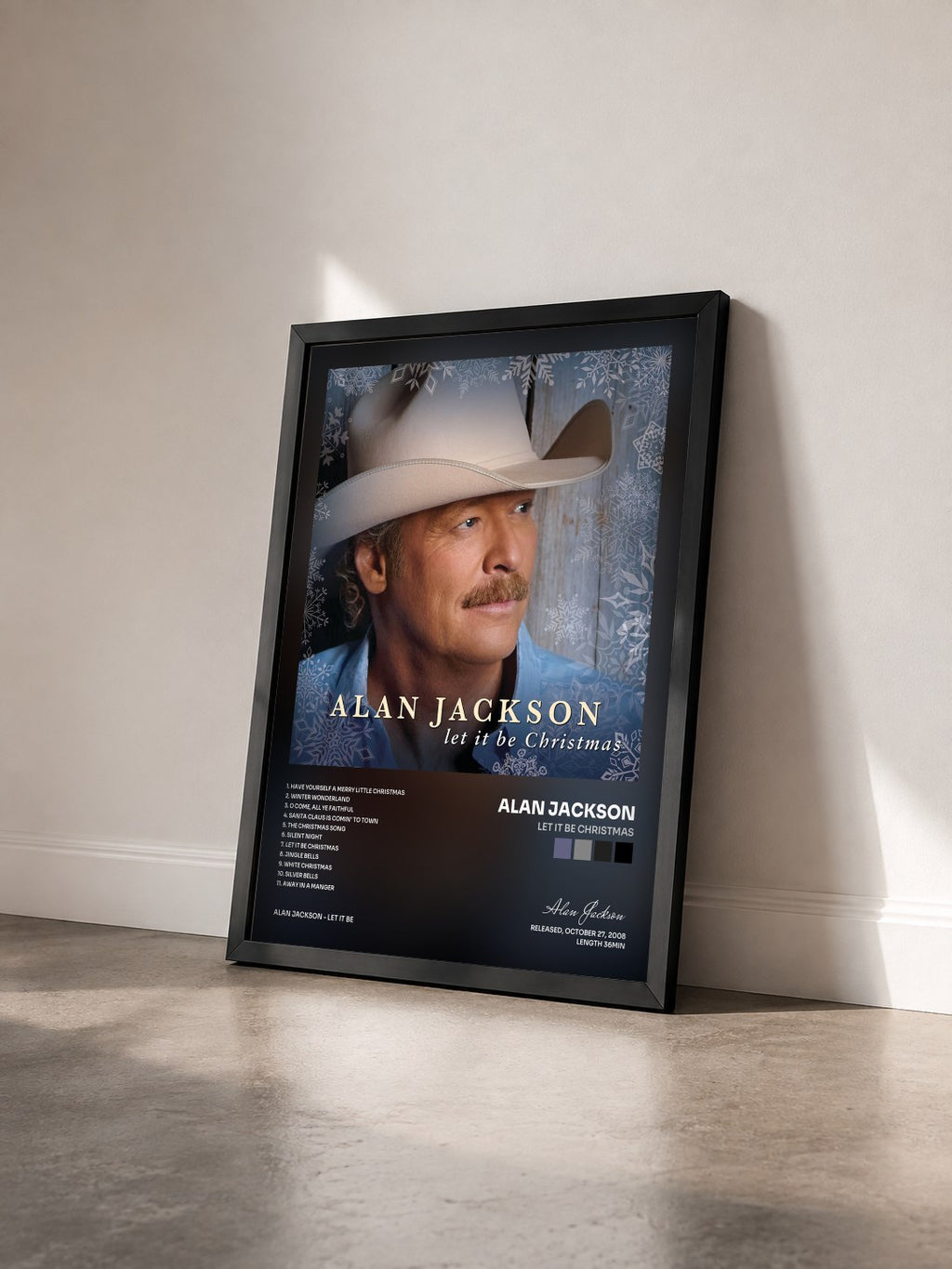 #noir Tableau de l'album Let It Be Christmas de Alan Jackson vu de trois quarts, cadre noir