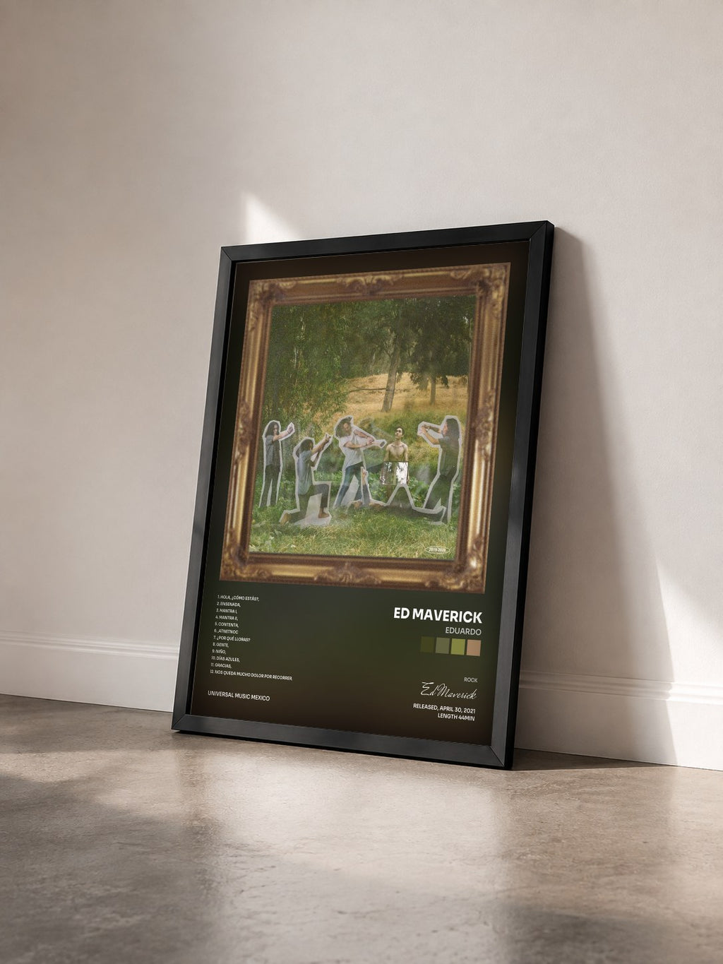 #noir Tableau de l'album eduardo de Ed Maverick vu de trois quarts, cadre noir