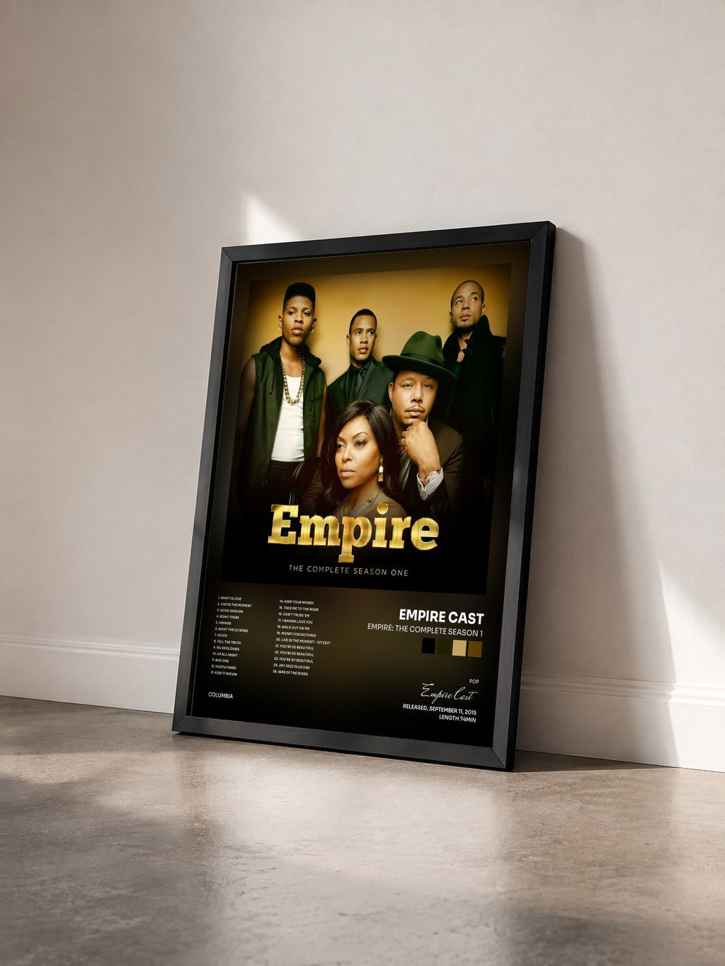 #noir Tableau de l'album Empire: The Complete Season 1 de Empire Cast vu de trois quarts, cadre noir