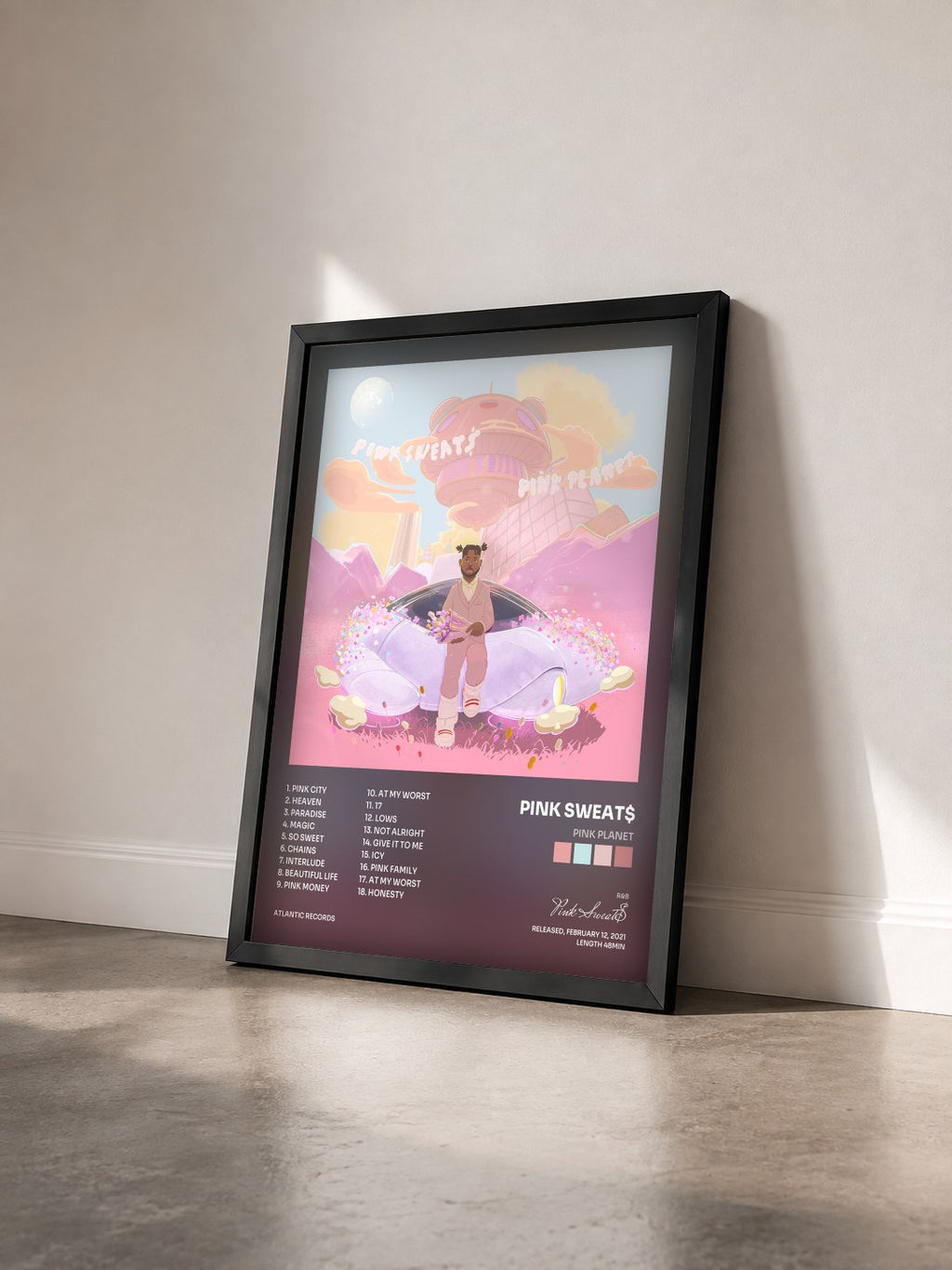 #noir Tableau de l'album PINK PLANET de Pink Sweat$ vu de trois quarts, cadre noir