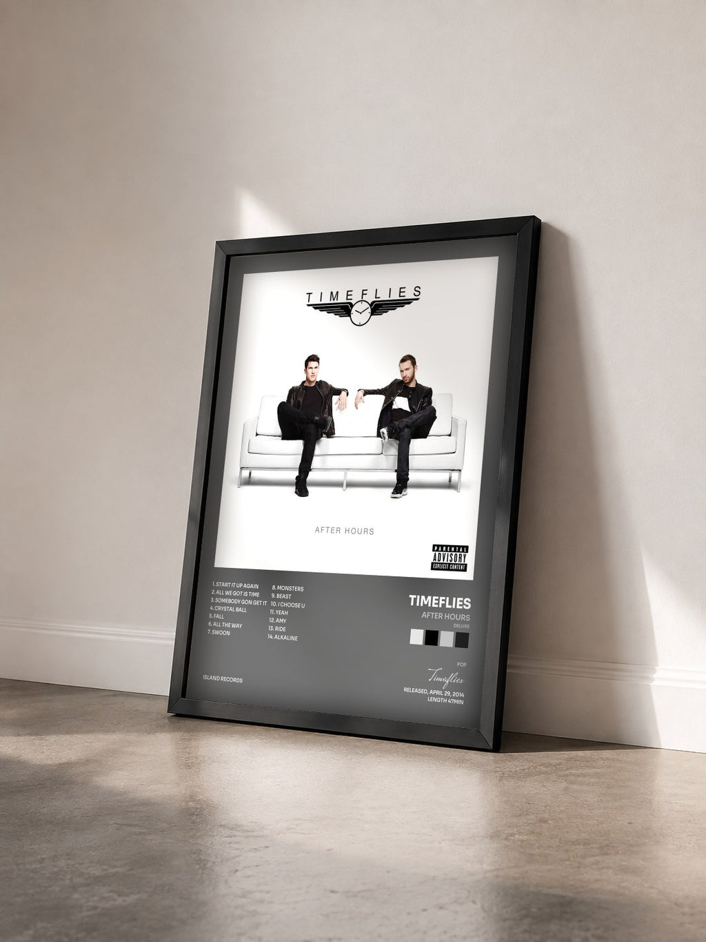 #noir Tableau de l'album After Hours (Deluxe) de Timeflies vu de trois quarts, cadre noir