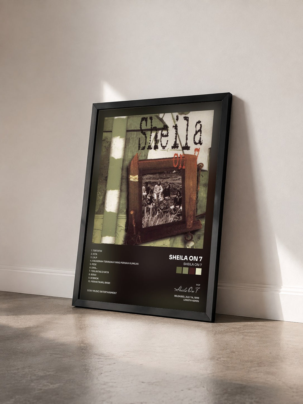 #noir Tableau de l'album Sheila On 7 de Sheila On 7 vu de trois quarts, cadre noir