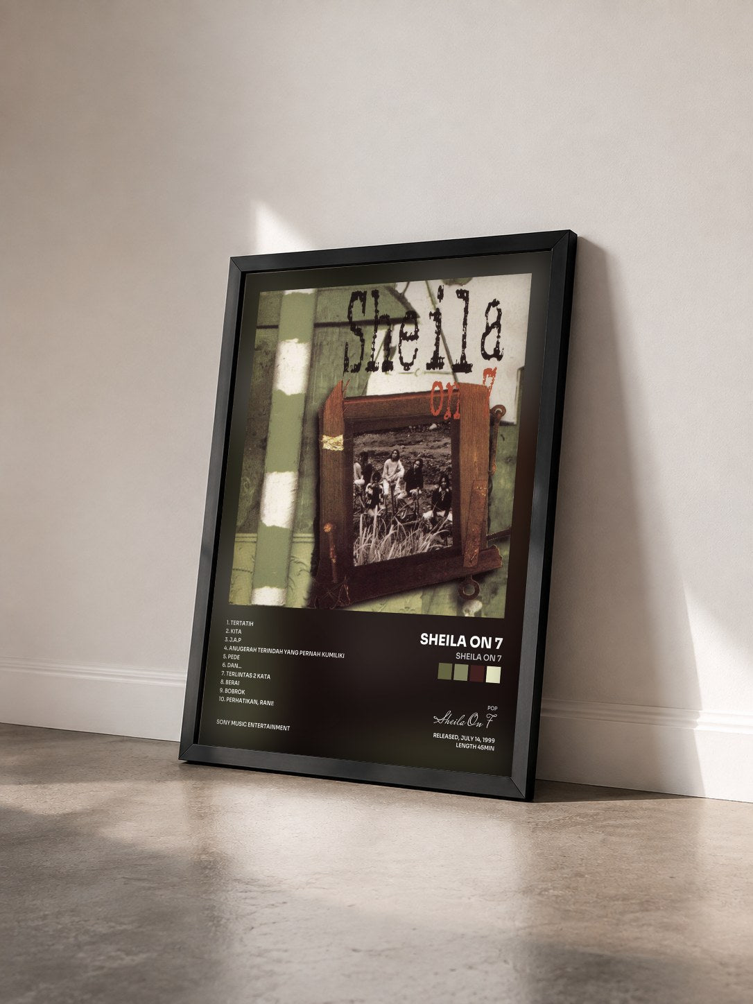 #noir Tableau de l'album Sheila On 7 de Sheila On 7 vu de trois quarts, cadre noir