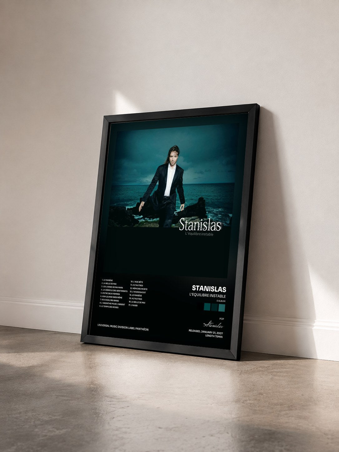 #noir Tableau de l'album L'Equilibre Instable (e album) de Stanislas vu de trois quarts, cadre noir