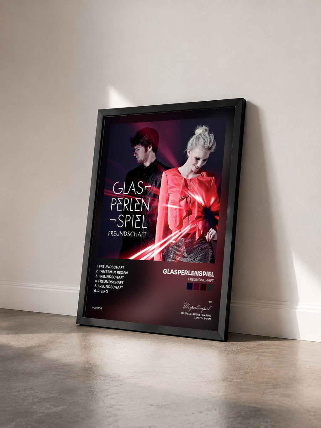#noir Tableau de l'album Freundschaft de Glasperlenspiel vu de trois quarts, cadre noir