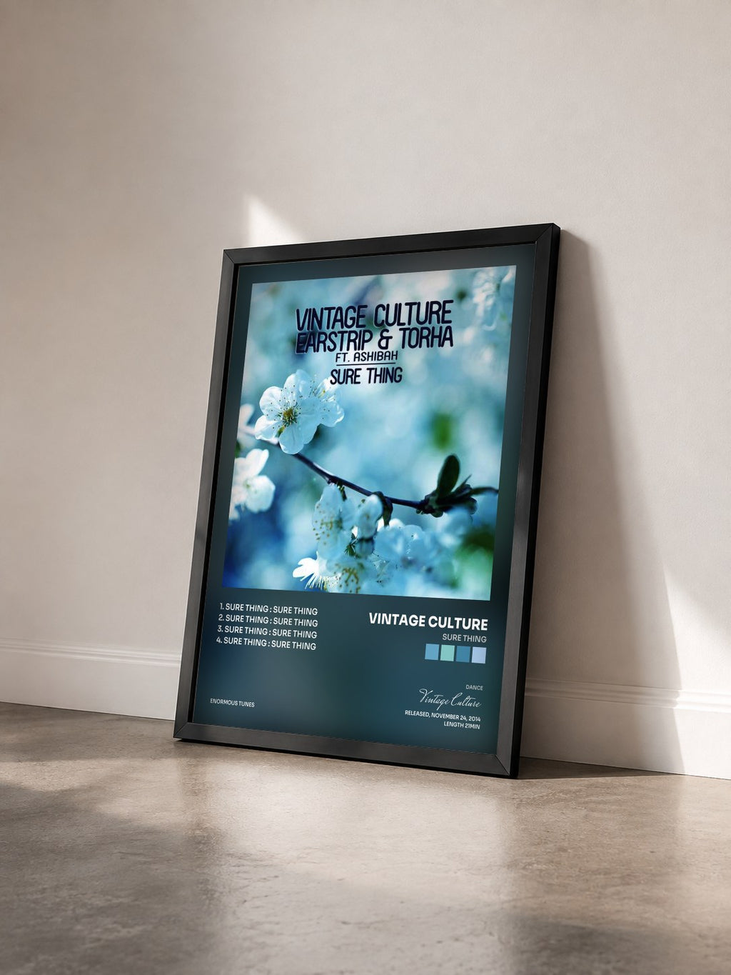 #noir Tableau de l'album Sure Thing de Vintage Culture vu de trois quarts, cadre noir