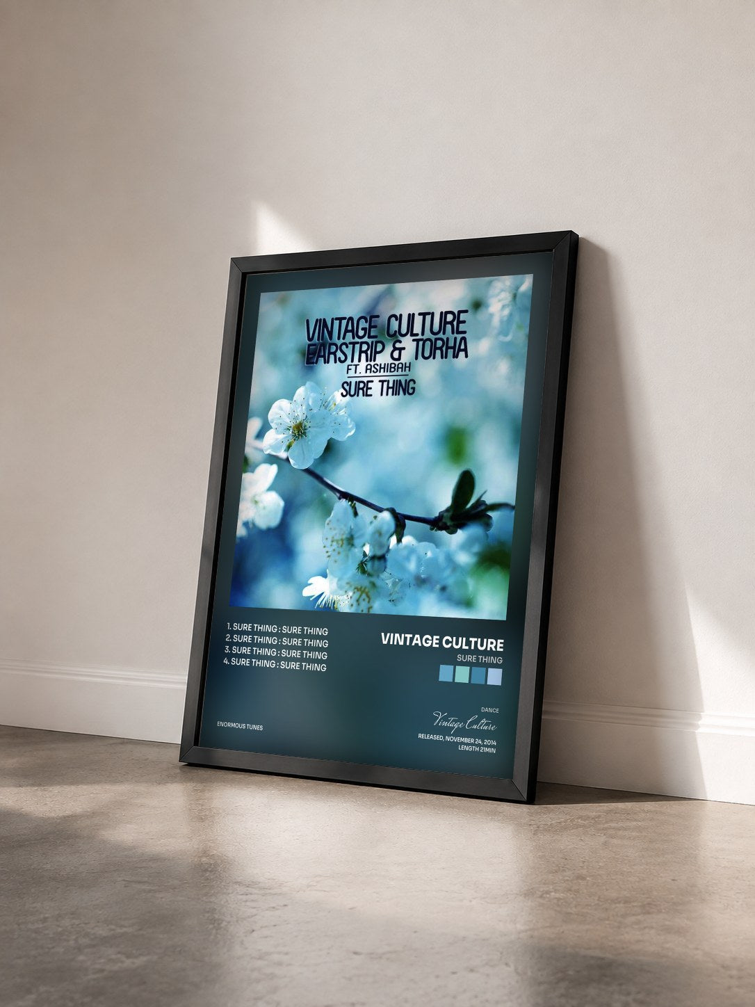 #noir Tableau de l'album Sure Thing de Vintage Culture vu de trois quarts, cadre noir