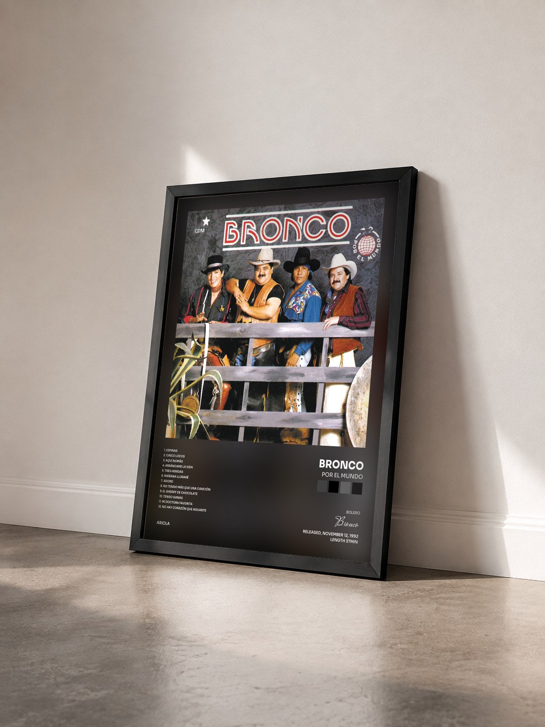 #noir Tableau de l'album Por El Mundo de Bronco vu de trois quarts, cadre noir