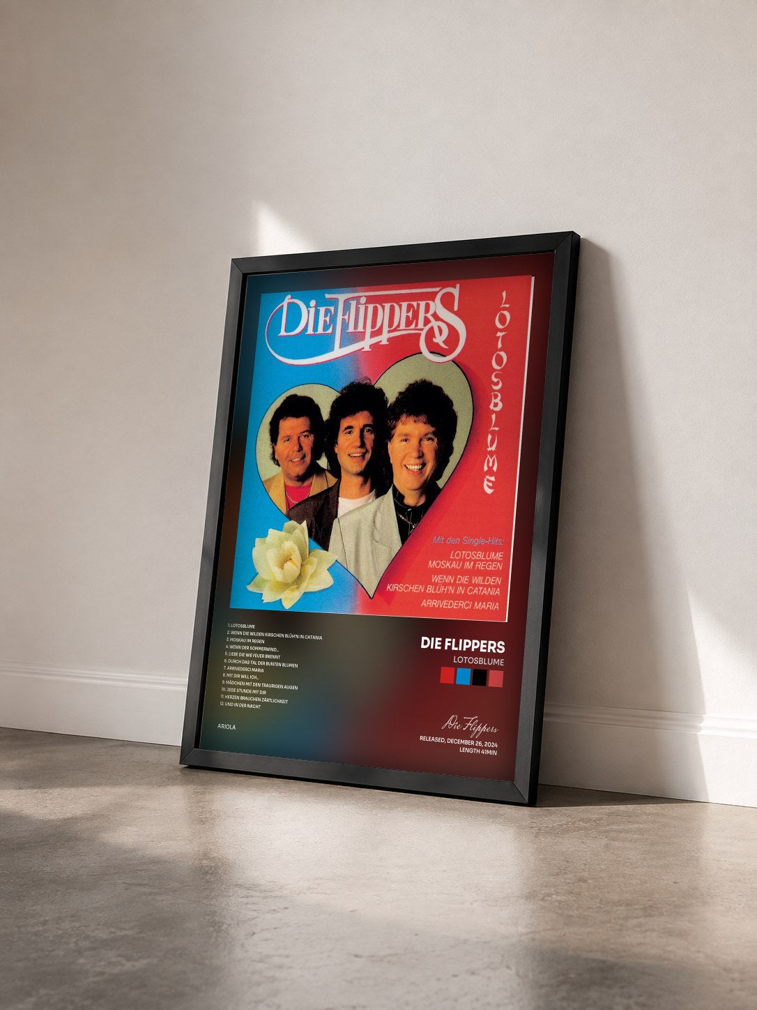 #noir Tableau de l'album Lotosblume de Die Flippers vu de trois quarts, cadre noir