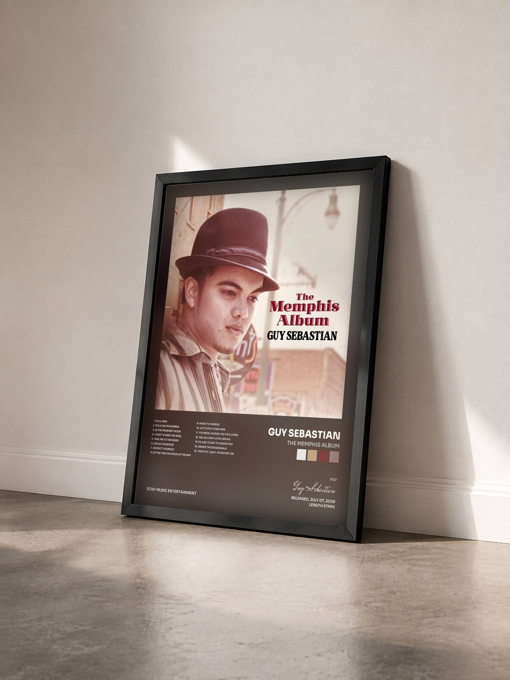 #noir Tableau de l'album The Memphis Album de Guy Sebastian vu de trois quarts, cadre noir