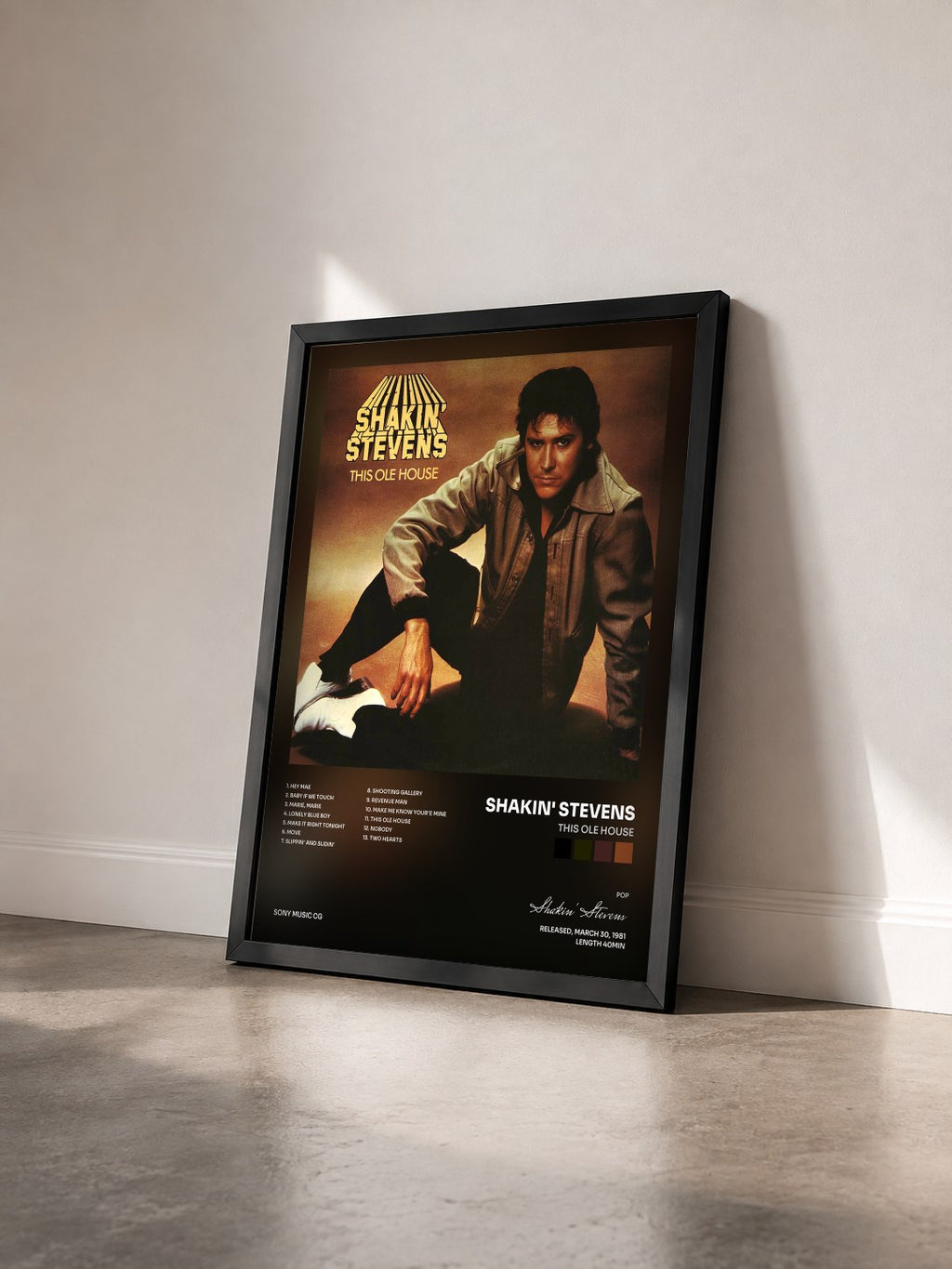 #noir Tableau de l'album This Ole House de Shakin' Stevens vu de trois quarts, cadre noir