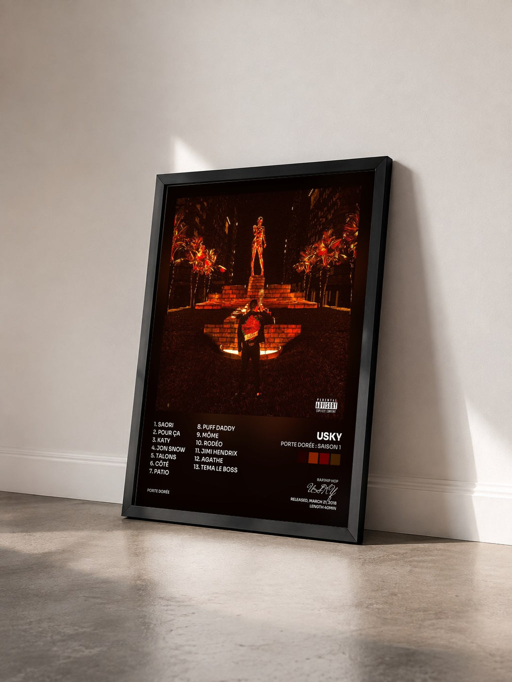 #noir Tableau de l'album Porte dorée : saison 1 de USKY vu de trois quarts, cadre noir
