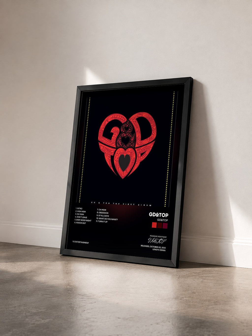 #noir Tableau de l'album GD&TOP de GD&TOP vu de trois quarts, cadre noir