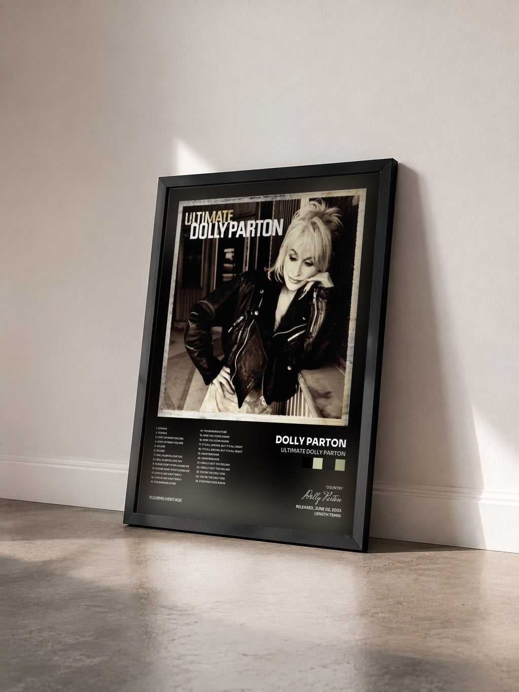#noir Tableau de l'album Ultimate Dolly Parton de Dolly Parton vu de trois quarts, cadre noir