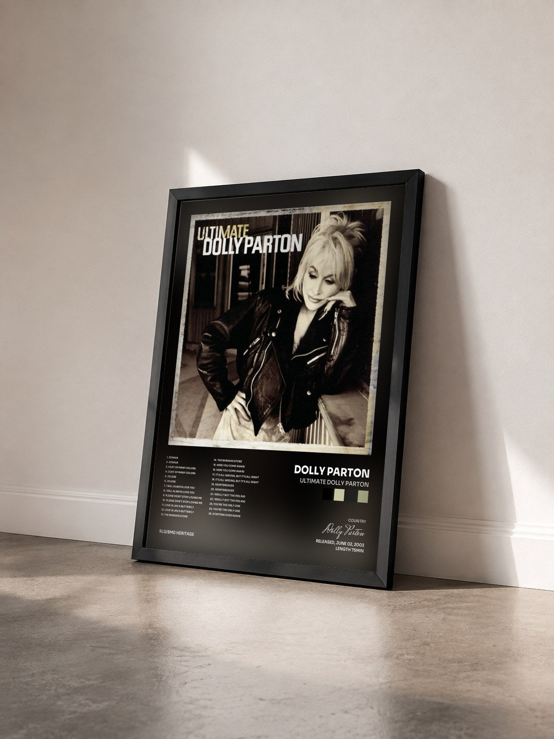 #noir Tableau de l'album Ultimate Dolly Parton de Dolly Parton vu de trois quarts, cadre noir