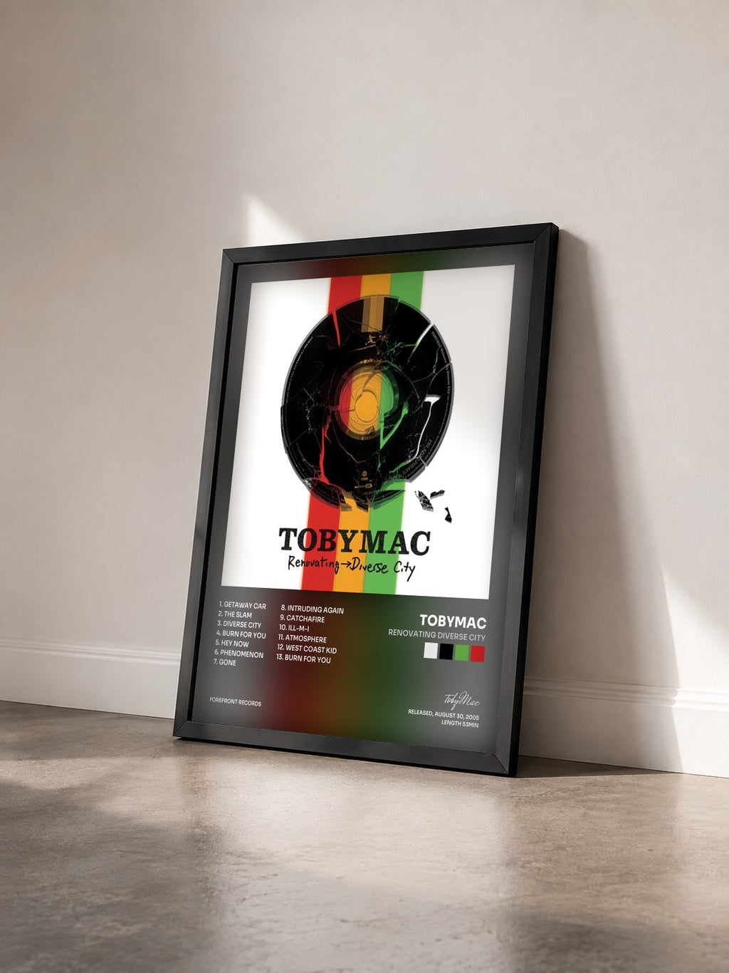 #noir Tableau de l'album Renovating Diverse City de tobyMac vu de trois quarts, cadre noir
