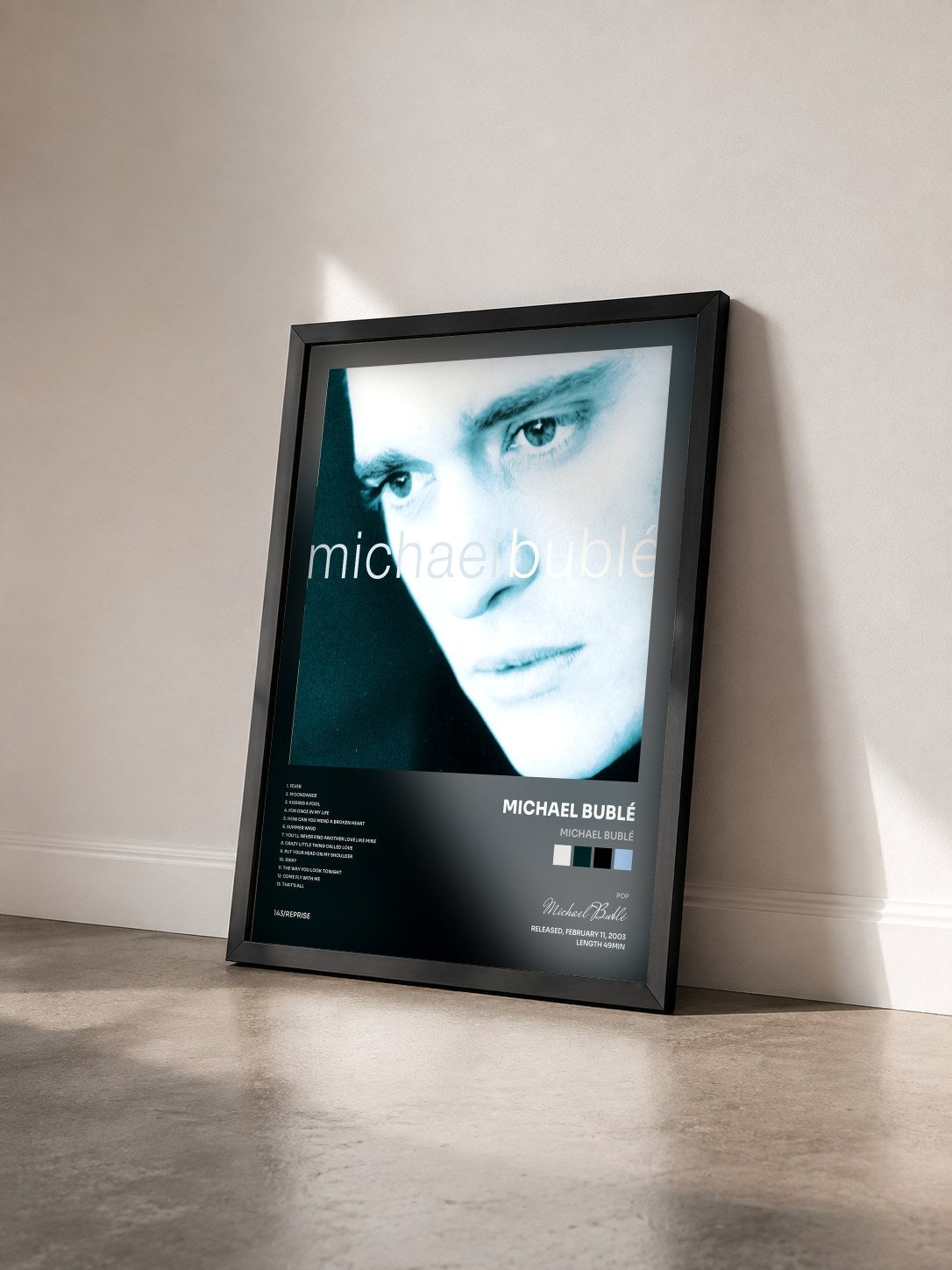 #noir Tableau de l'album Michael Bublé de Michael Bublé vu de trois quarts, cadre noir