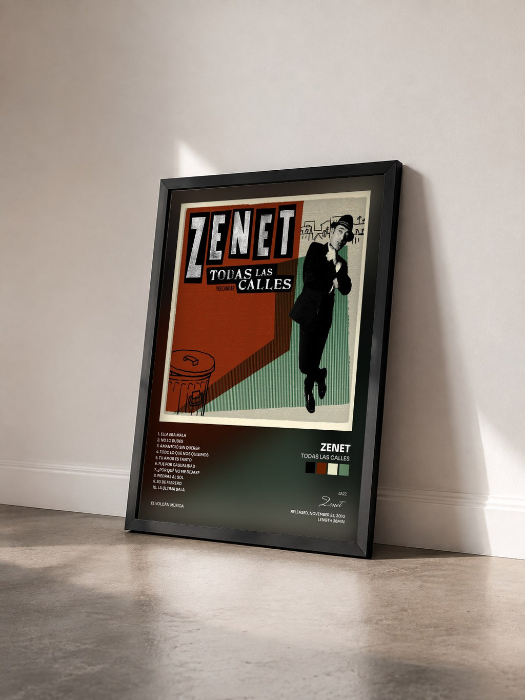 #noir Tableau de l'album Todas Las Calles de Zenet vu de trois quarts, cadre noir