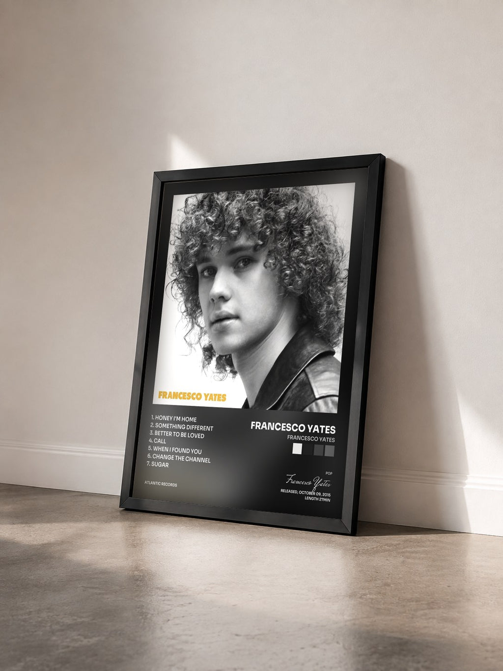 #noir Tableau de l'album Francesco Yates de Francesco Yates vu de trois quarts, cadre noir
