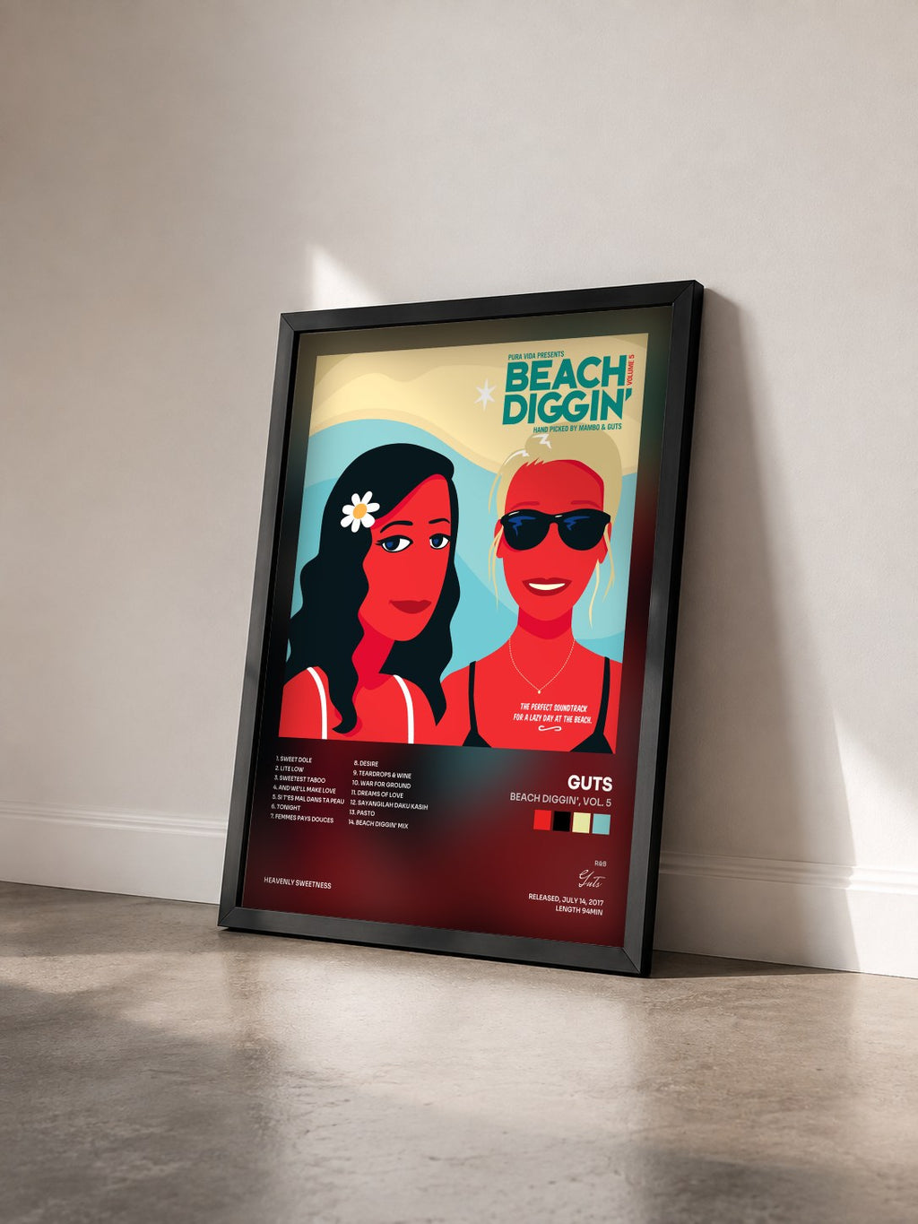 #noir Tableau de l'album Beach Diggin', Vol. 5 de Guts vu de trois quarts, cadre noir