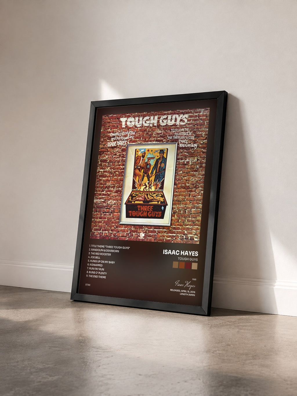 #noir Tableau de l'album Tough Guys de Isaac Hayes vu de trois quarts, cadre noir