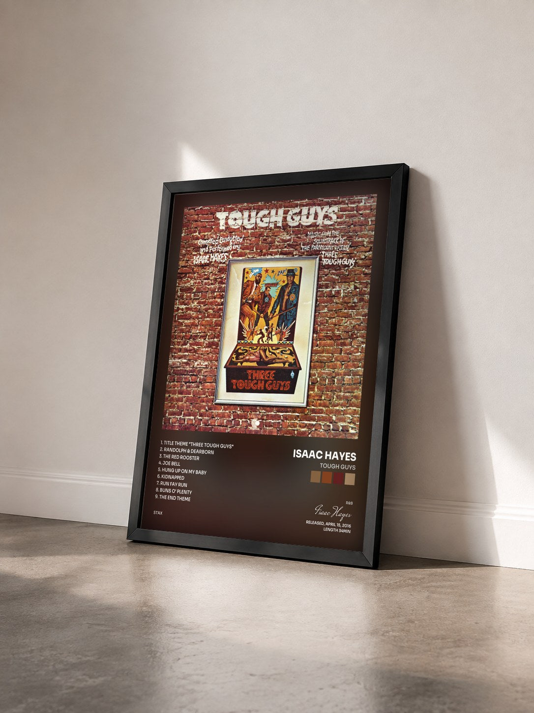 #noir Tableau de l'album Tough Guys de Isaac Hayes vu de trois quarts, cadre noir