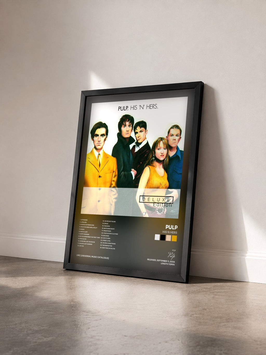 #noir Tableau de l'album His N Hers de Pulp vu de trois quarts, cadre noir